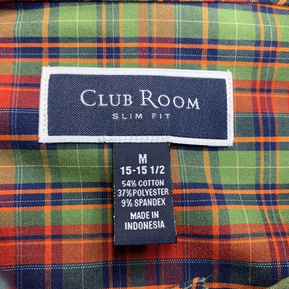 Club Room Mens Slim Fit 4-Way Stretch Plaid Dress Shirt Multicolor 15-15.5 - Picture 3 of 4